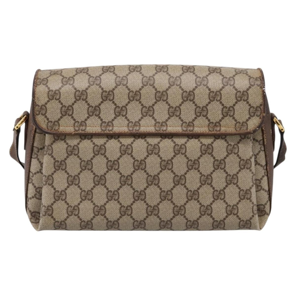 GUCCI GG Supreme Web Sherry Line Bag PVC Beige Gold 164 02 084 Auth 207146