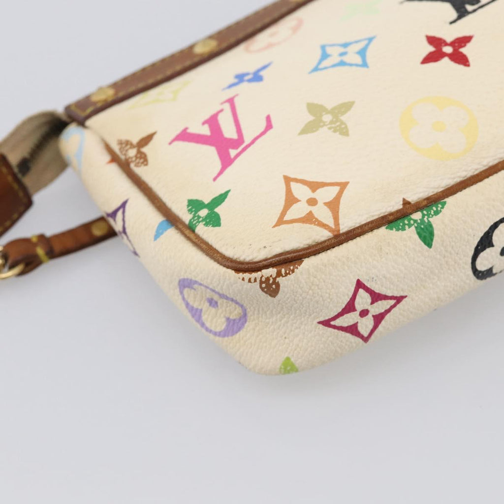 LOUIS VUITTON Monogram Multicolor Pochette Accessoires White M92649 Auth 207223