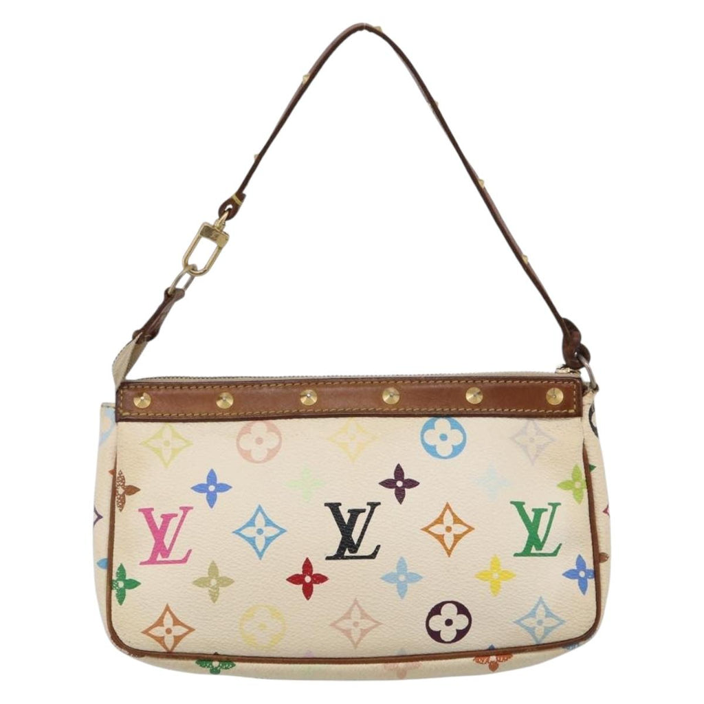 LOUIS VUITTON Monogram Multicolor Pochette Accessoires White M92649 Auth 207223