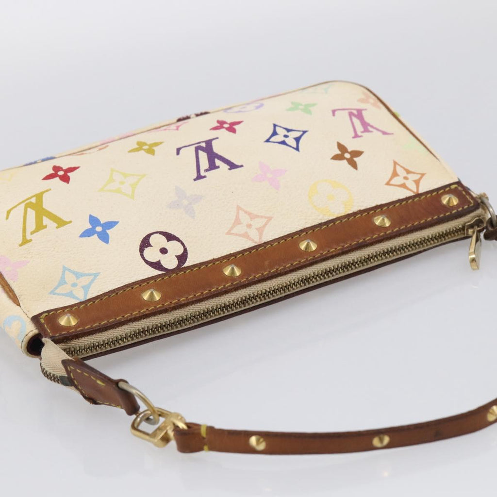 LOUIS VUITTON Monogram Multicolor Pochette Accessoires White M92649 Auth 207223