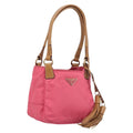PRADA Hand Bag Nylon Pink Gold Tone Auth 207253V