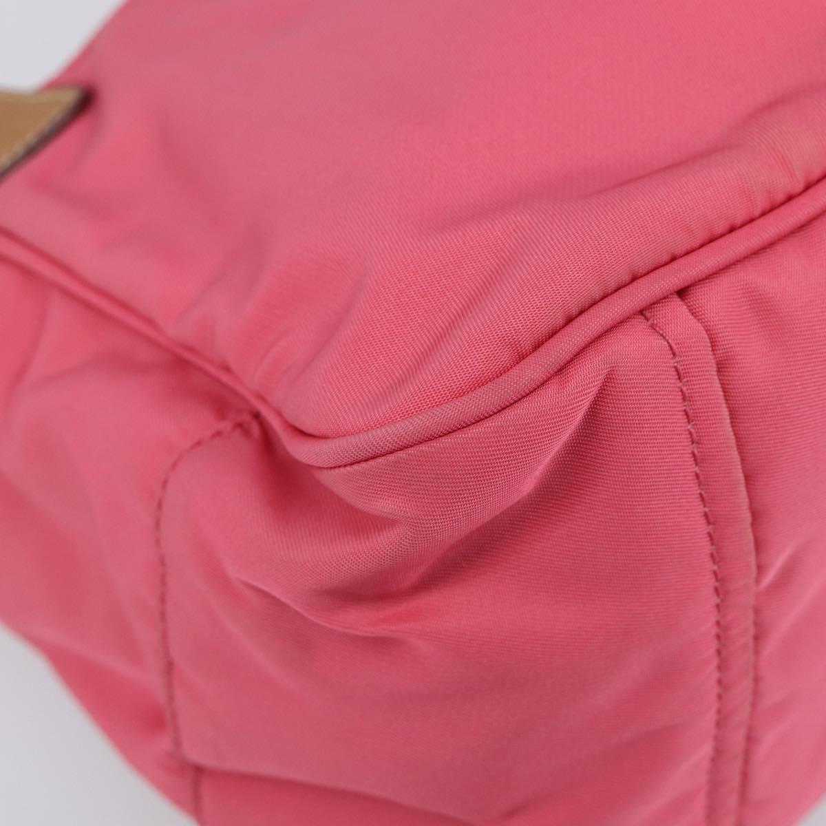 PRADA Hand Bag Nylon Pink Gold Tone Auth 207253V