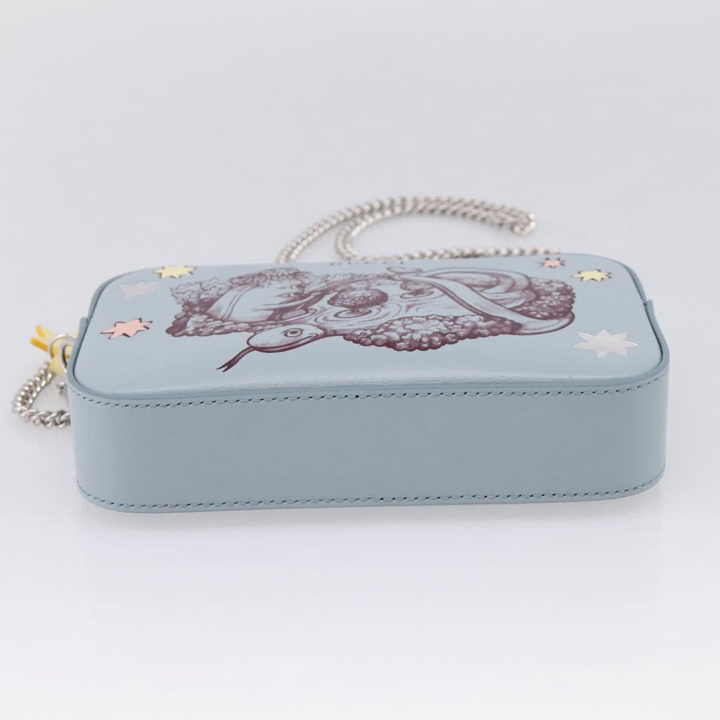 GUCCI Yuko Higuchi Chain Shoulder Bag Leather Light Blue 860648 Auth 207306M