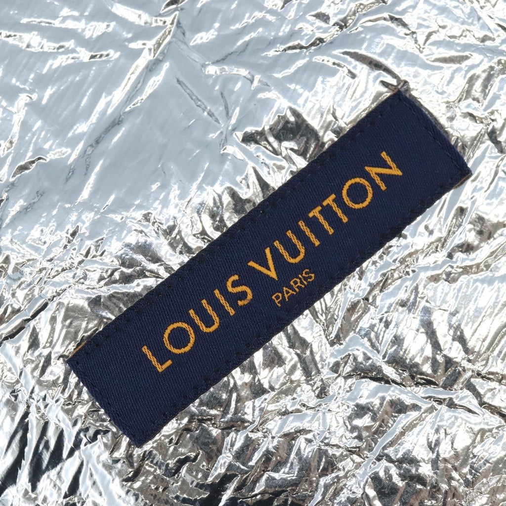 LOUIS VUITTON Best Mid Layer Jacket Leather Wool L Silver LV Auth 207389M