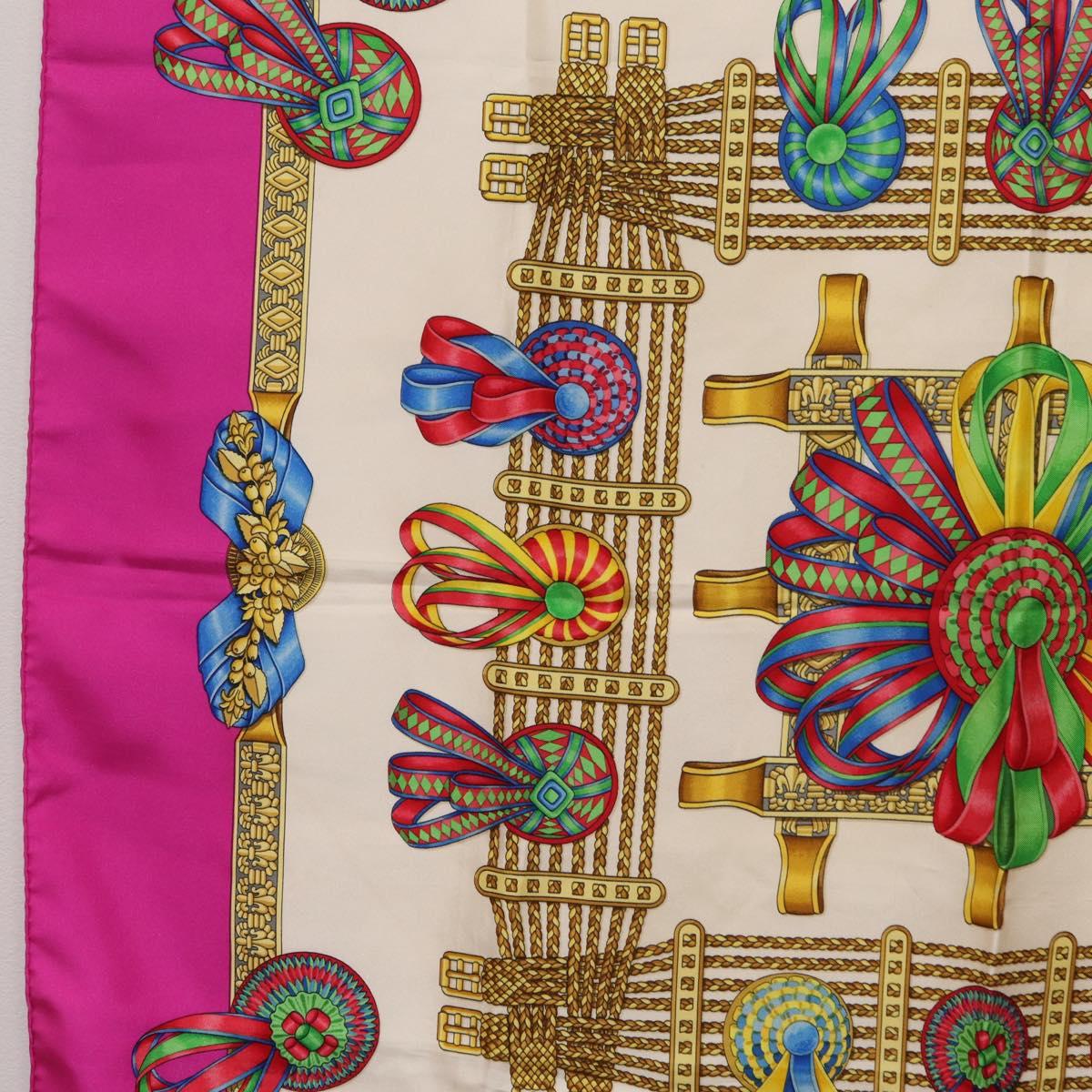 HERMES Carre 90 Scarf ""LES RUBANS DU CHEVAL"" Silk Purple Auth 207509
