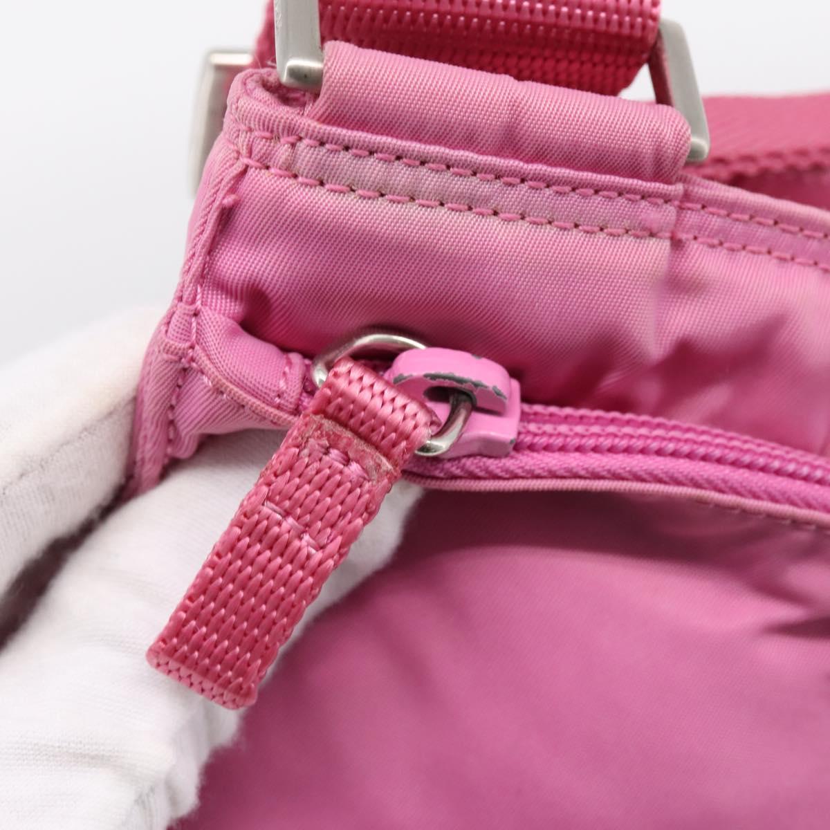 PRADA Shoulder Bag Nylon Pink Silver Auth 207599A