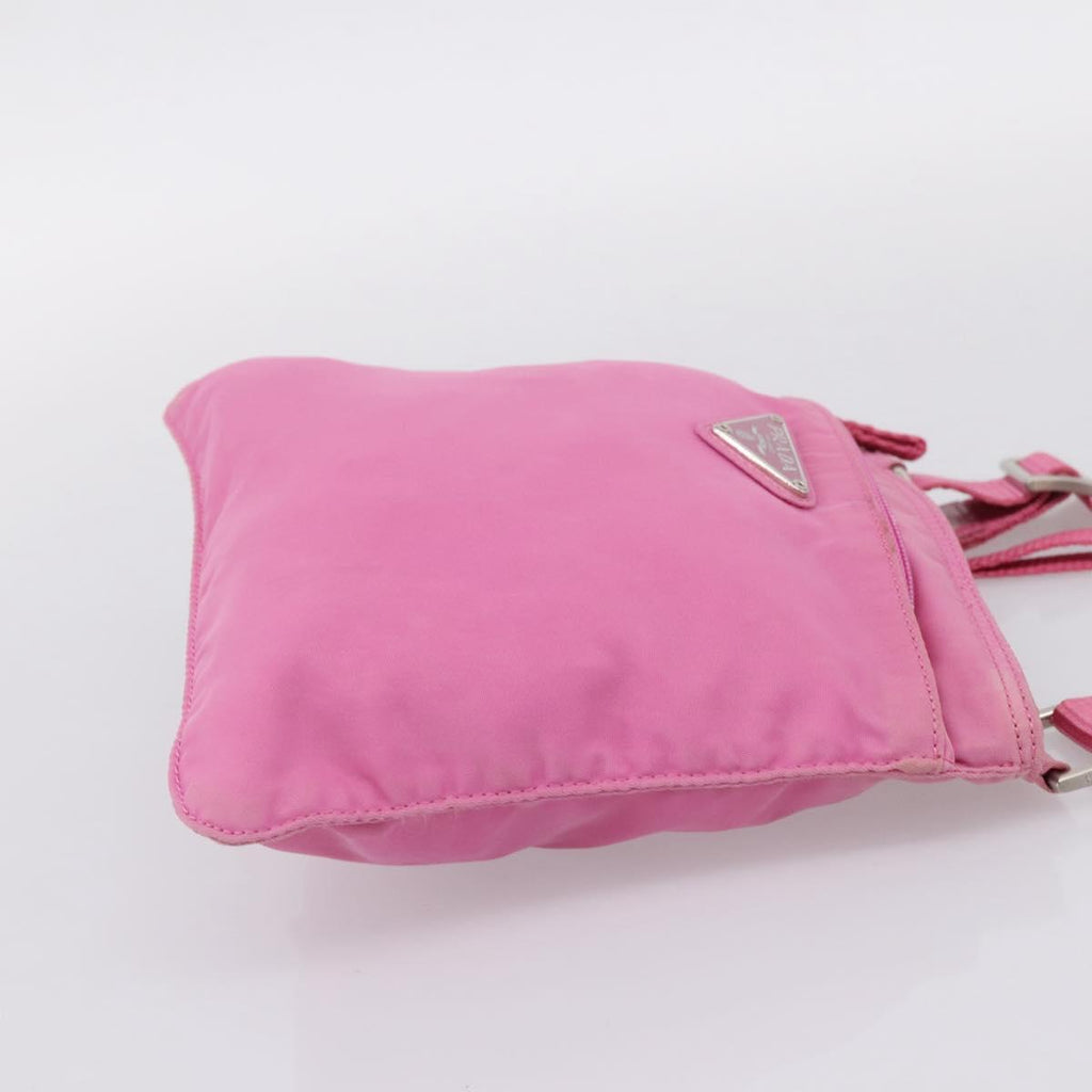 PRADA Shoulder Bag Nylon Pink Silver Auth 207599A