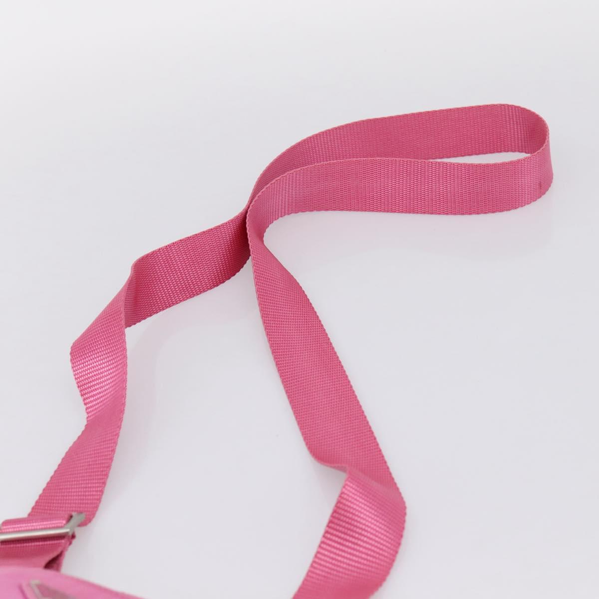 PRADA Shoulder Bag Nylon Pink Silver Auth 207599A
