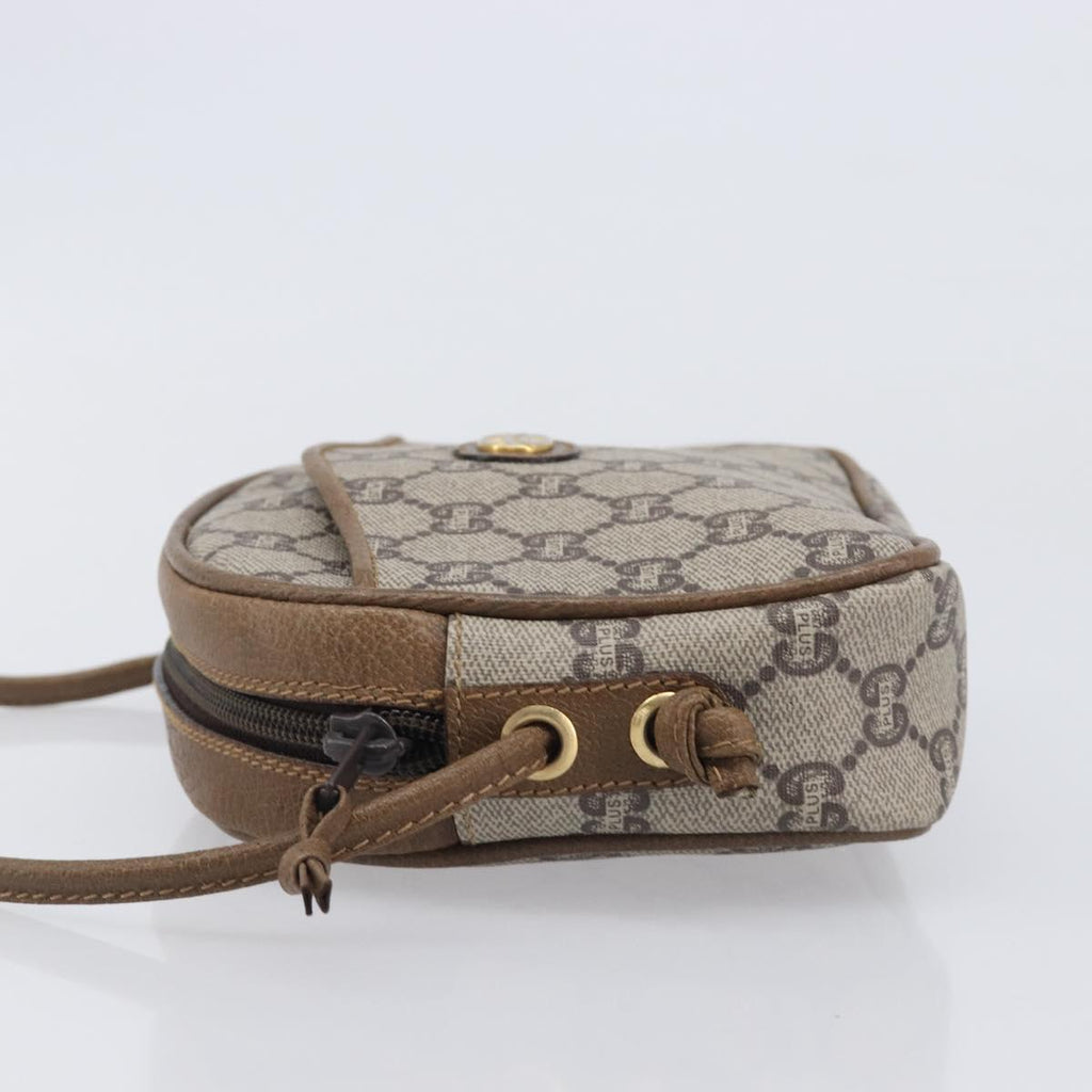 GUCCI PLUS Shoulder Bag PVC Beige Gold Tone Auth 207733