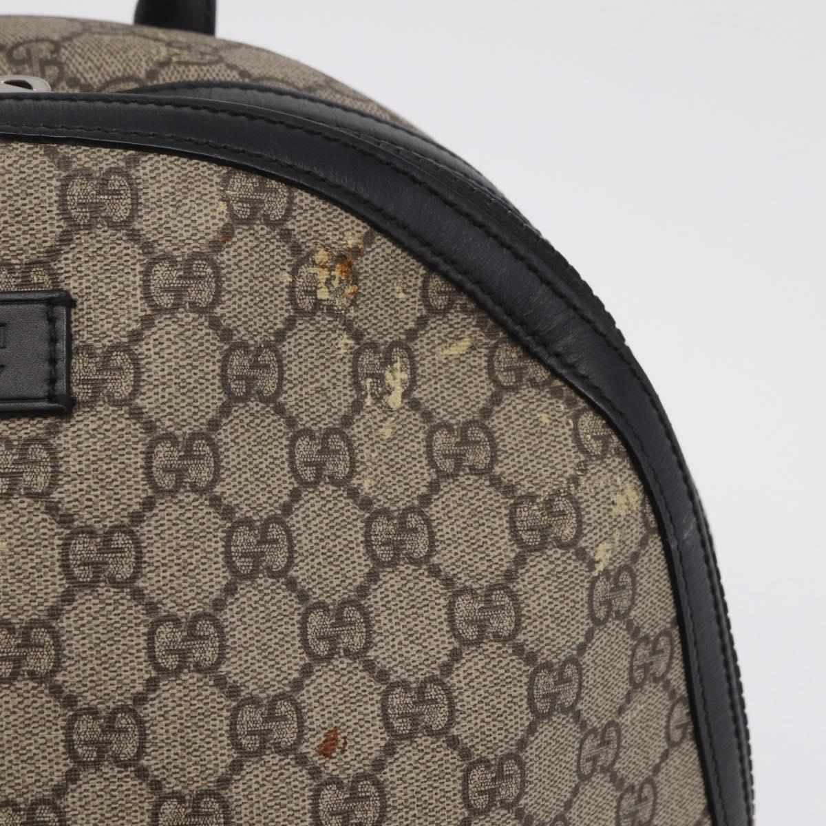GUCCI GG Supreme Backpack PVC Beige Silver 406370 Auth 207738