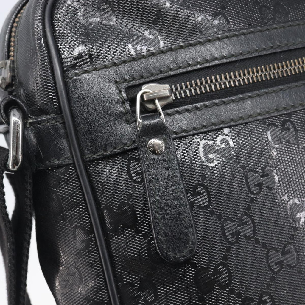 GUCCI GG Implementation Shoulder Bag PVC Black Silver 201448 Auth 207747