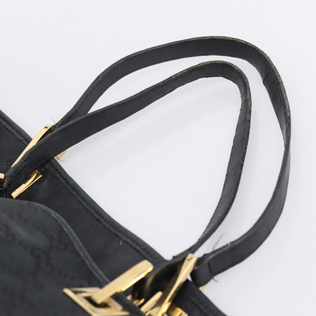 GUCCI GG Canvas Hand Bag Black Gold Tone 002 1097 Auth 207751