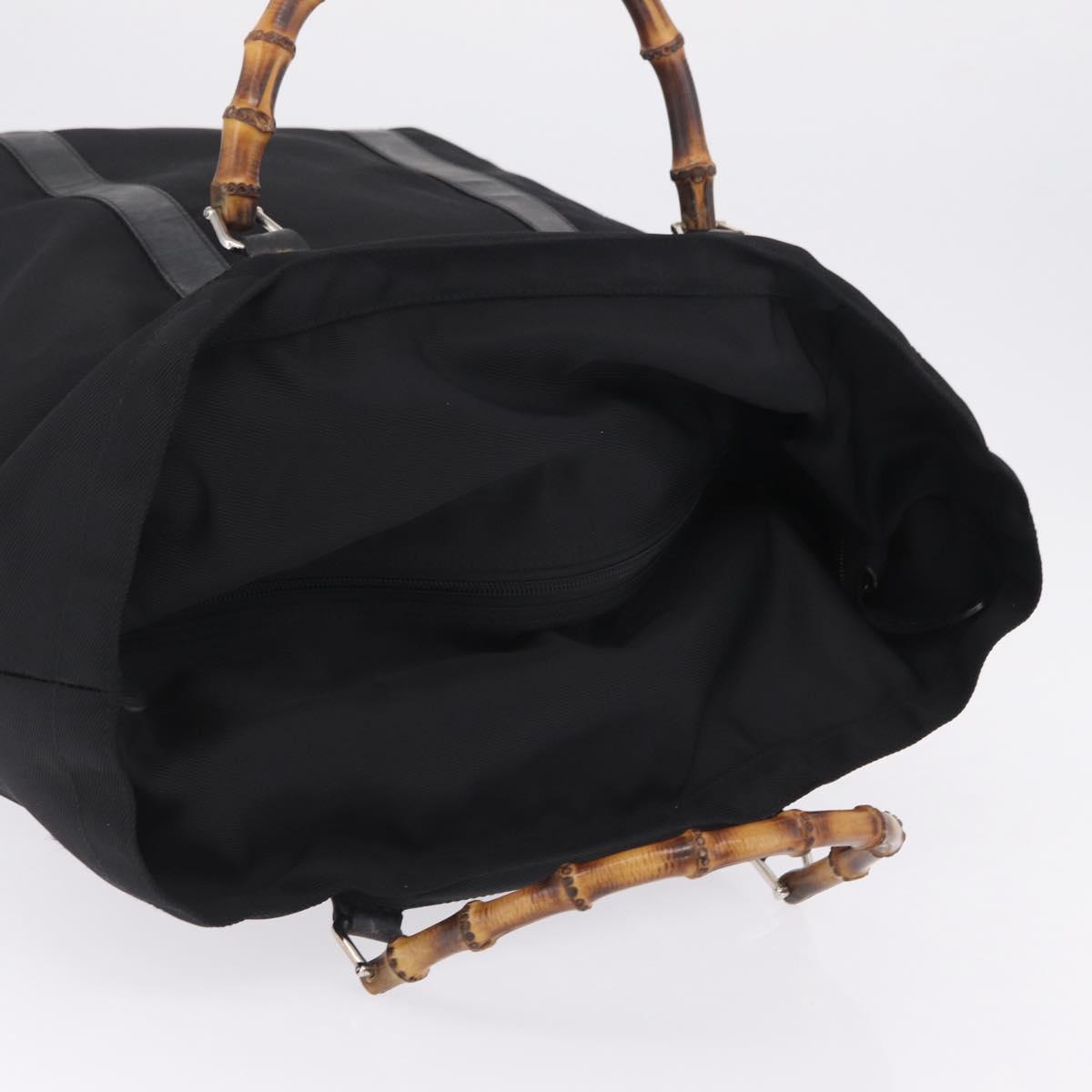 GUCCI Bamboo Hand Bag Canvas Black Silver 002 2058 0412 5 Auth 207757