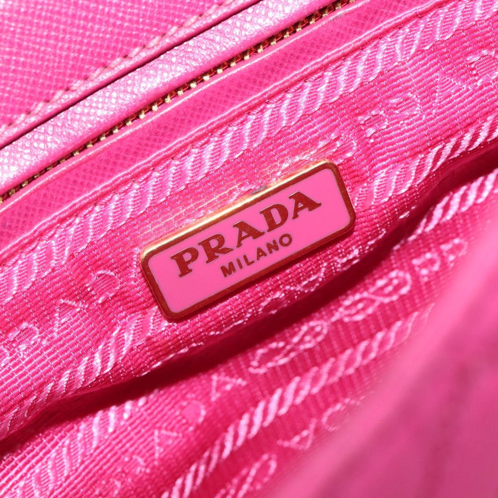 PRADA Chain Shoulder Bag Nylon Pink Gold Tone Auth 207772A