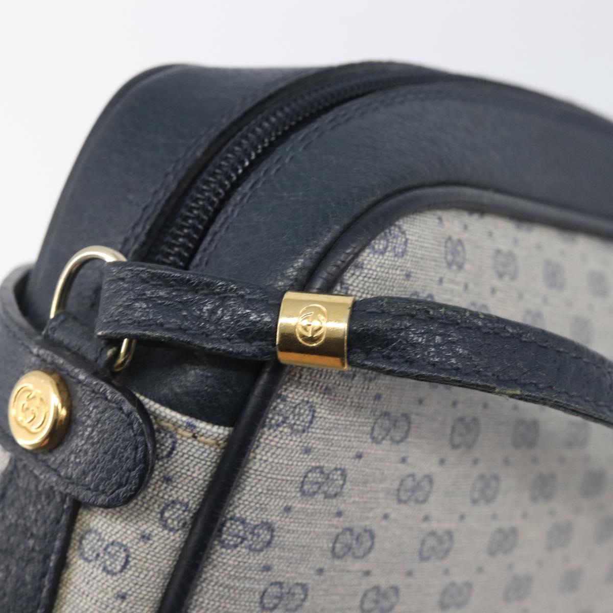 GUCCI Micro GG Supreme Shoulder Bag PVC Navy Gold 007 084 0423 Auth 207844