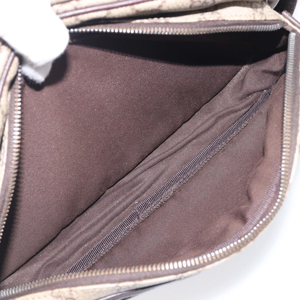 GUCCI GG Supreme Shoulder Bag PVC Beige Silver 114531 Auth 207872