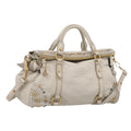 Miu Miu Hand Bag Leather 2way Ivory Gold Auth 208020A