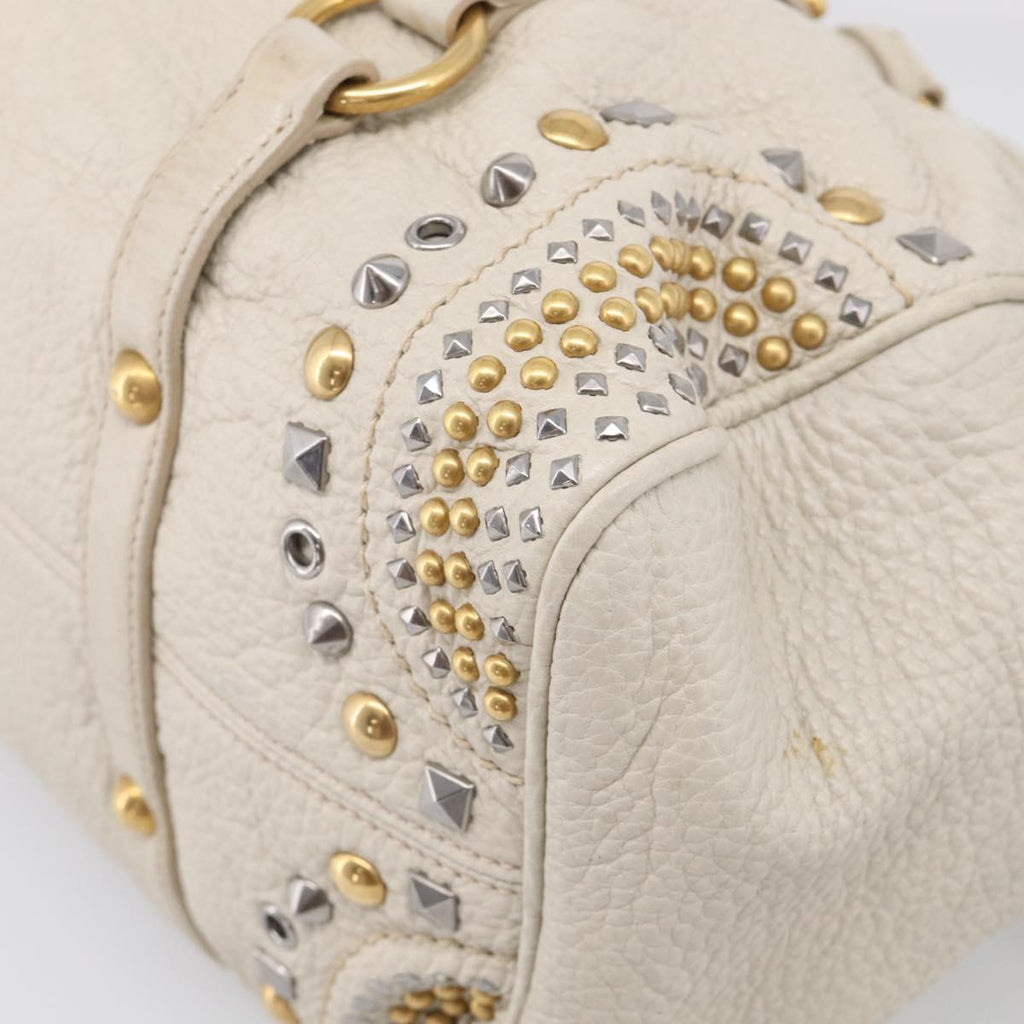 Miu Miu Hand Bag Leather 2way Ivory Gold Auth 208020A