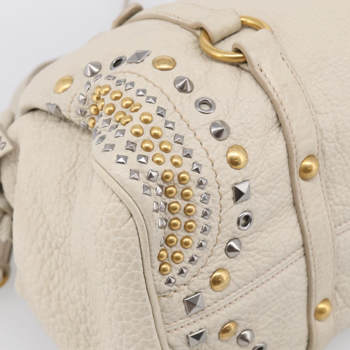 Miu Miu Hand Bag Leather 2way Ivory Gold Auth 208020A