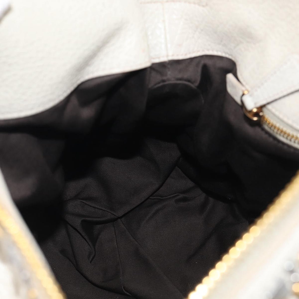 Miu Miu Hand Bag Leather 2way Ivory Gold Auth 208020A