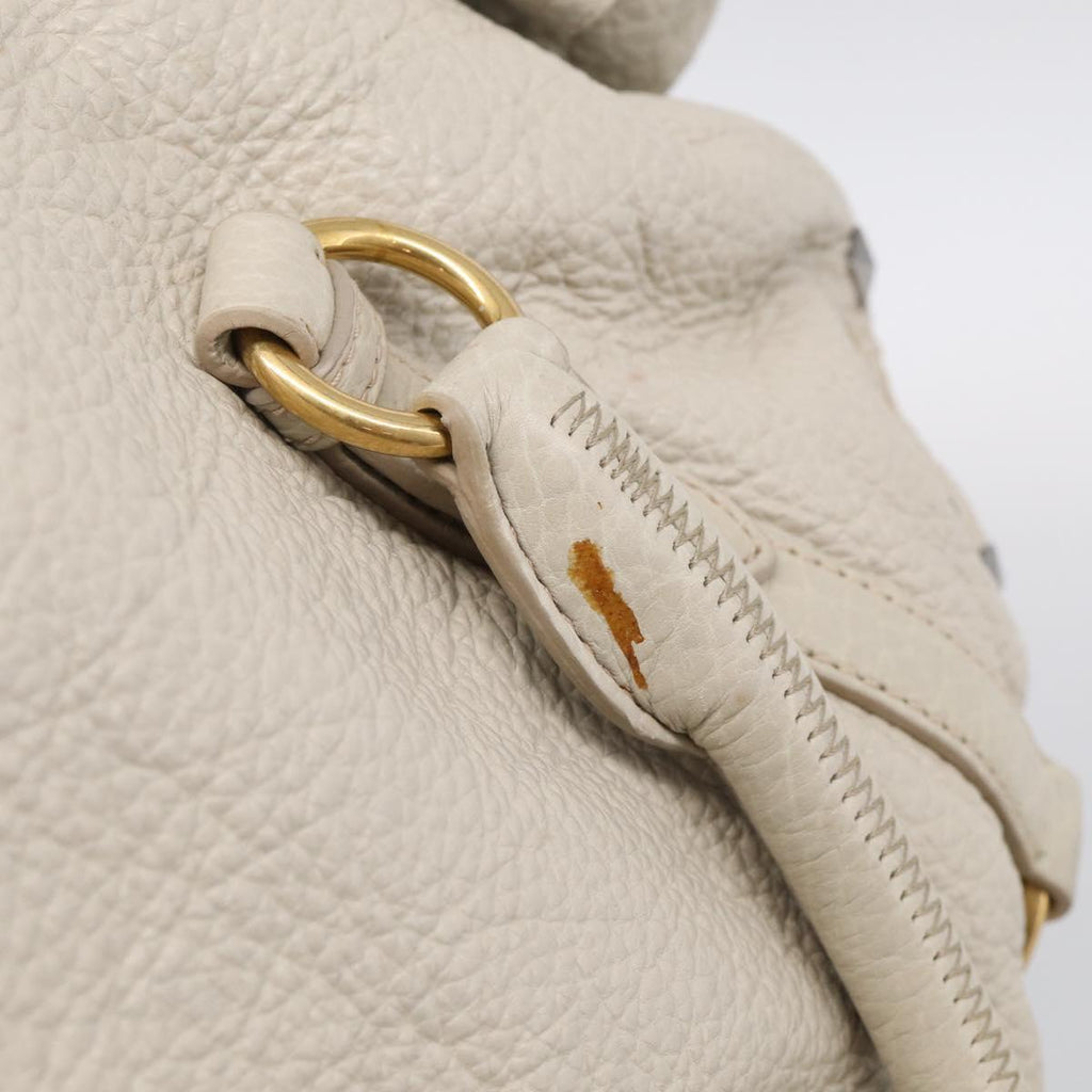 Miu Miu Hand Bag Leather 2way Ivory Gold Auth 208020A