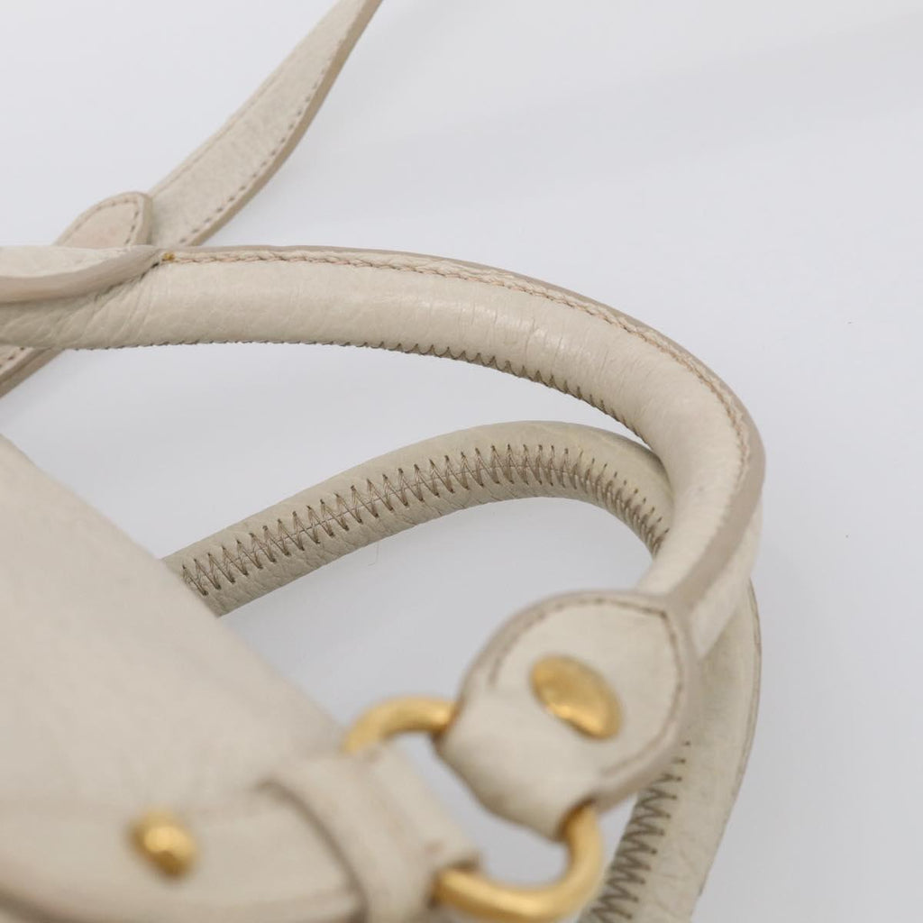 Miu Miu Hand Bag Leather 2way Ivory Gold Auth 208020A