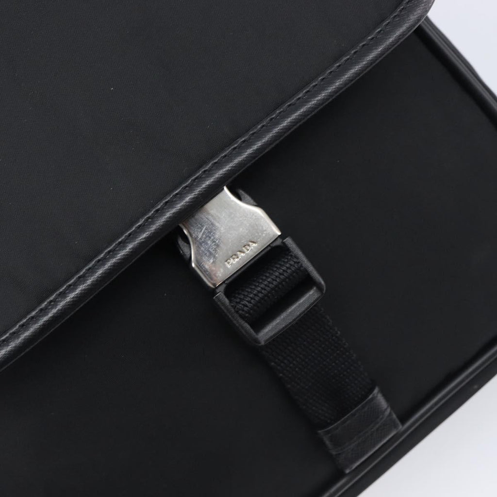 PRADA Shoulder Bag Nylon Black Silver Auth 208041A
