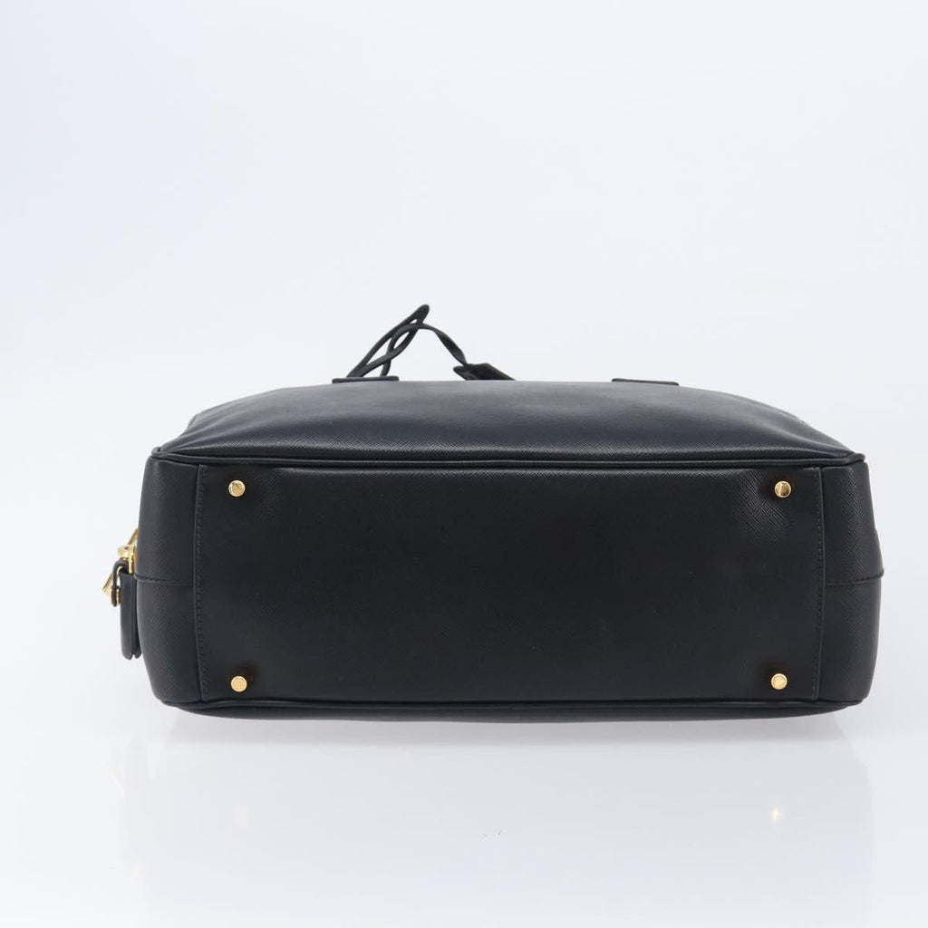 PRADA Hand Bag Saffiano leather Black Gold Auth 208042A