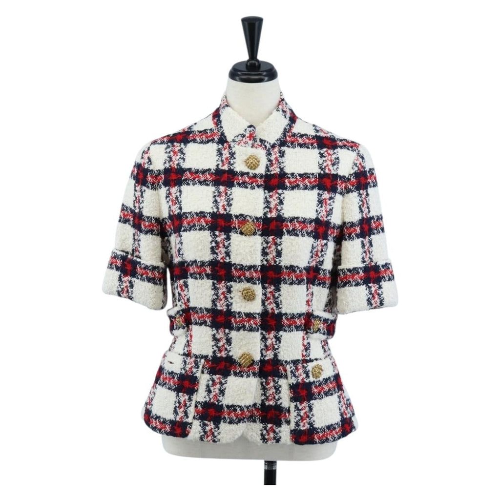 GUCCI Jacket Tweed 38 White Auth 208052M