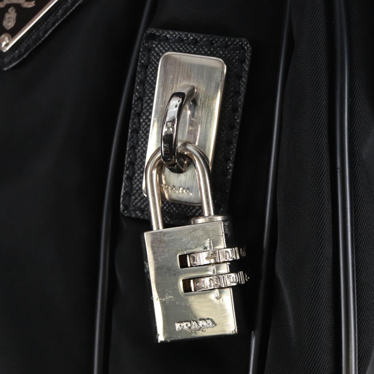 PRADA Shoulder Bag Nylon Black Silver Auth 208092V