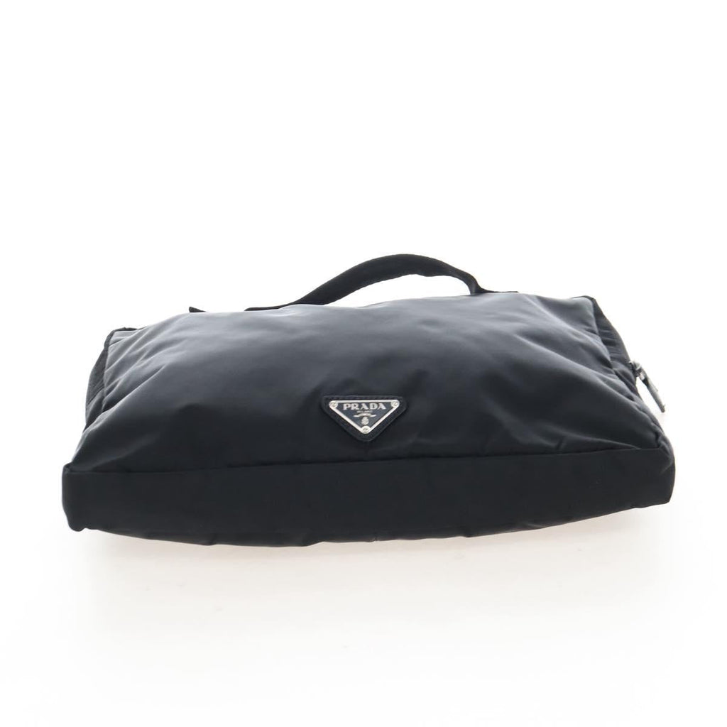 PRADA Shoulder Bag Nylon Black Silver Auth 208092V