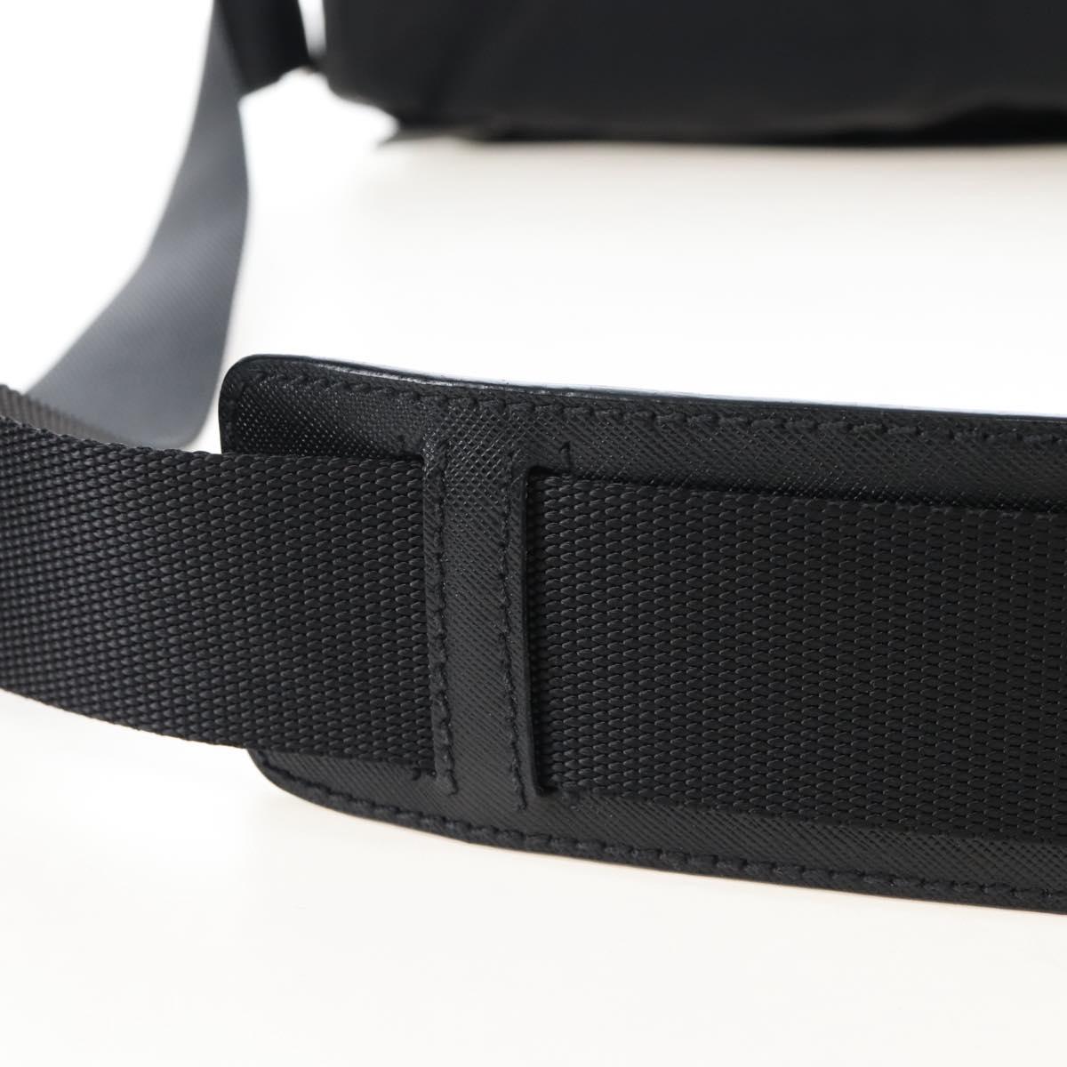 PRADA Shoulder Bag Nylon Black Silver Auth 208092V