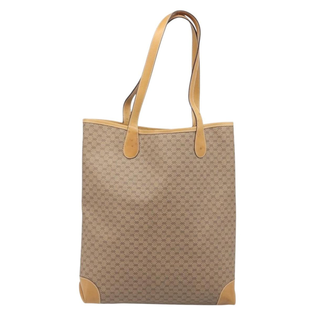 GUCCI Micro GG Web Sherry Line Tote Bag PVC Beige Gold 002 904 0131 Auth 208124