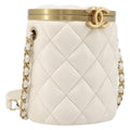 CHANEL Matelasse Chain Vanity Shoulder Bag Lamb Skin Ivory Gold CC Auth 208213M