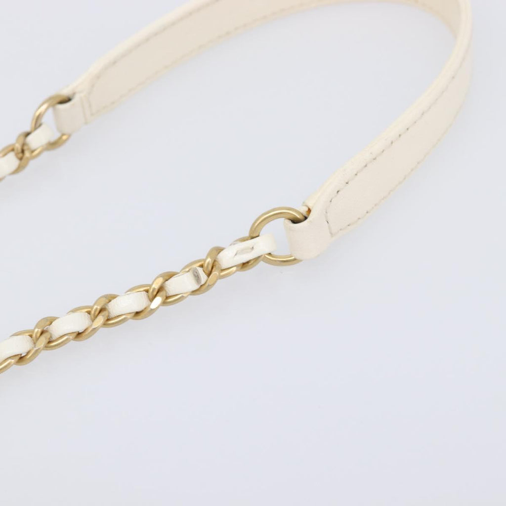 CHANEL Matelasse Chain Vanity Shoulder Bag Lamb Skin Ivory Gold CC Auth 208213M