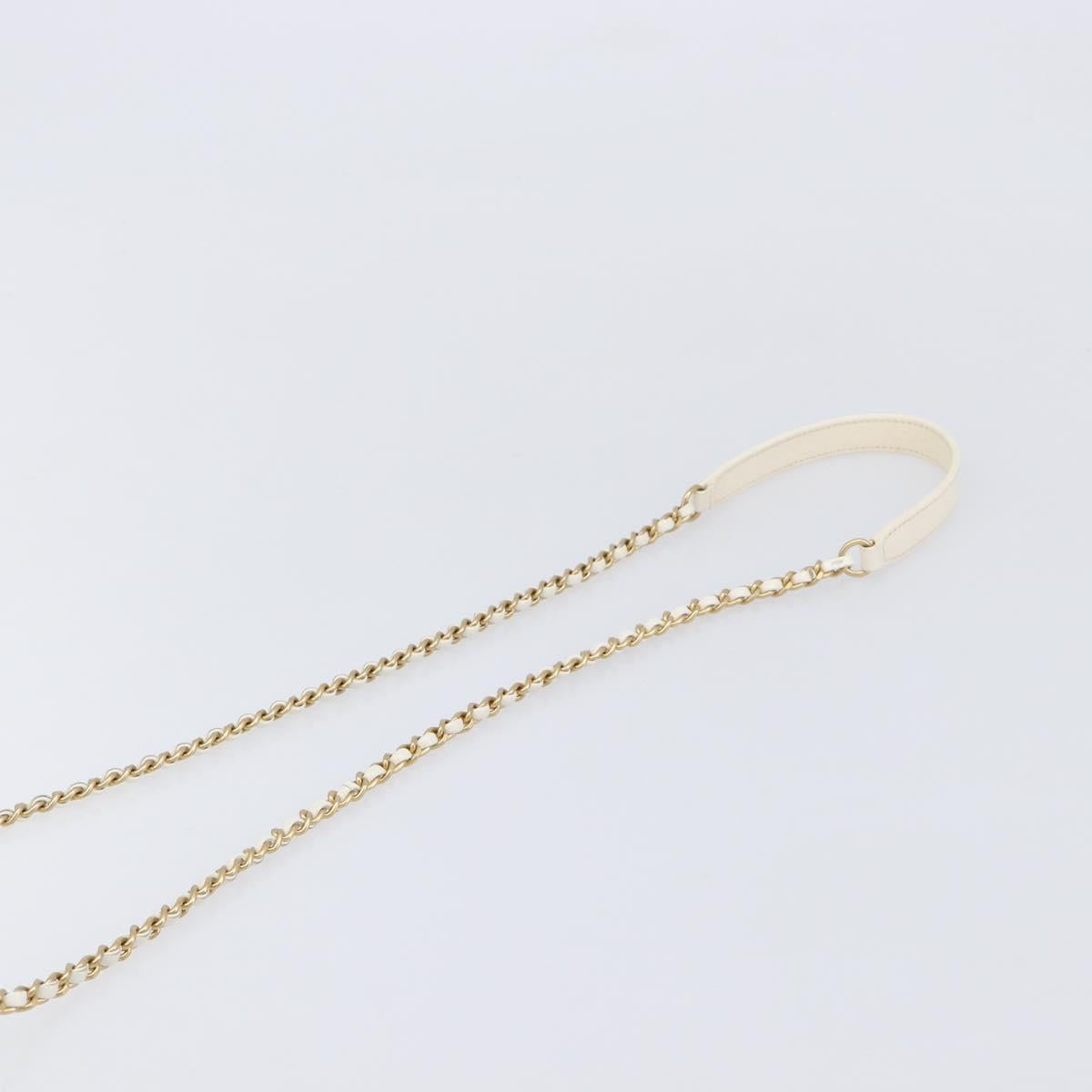 CHANEL Matelasse Chain Vanity Shoulder Bag Lamb Skin Ivory Gold CC Auth 208213M