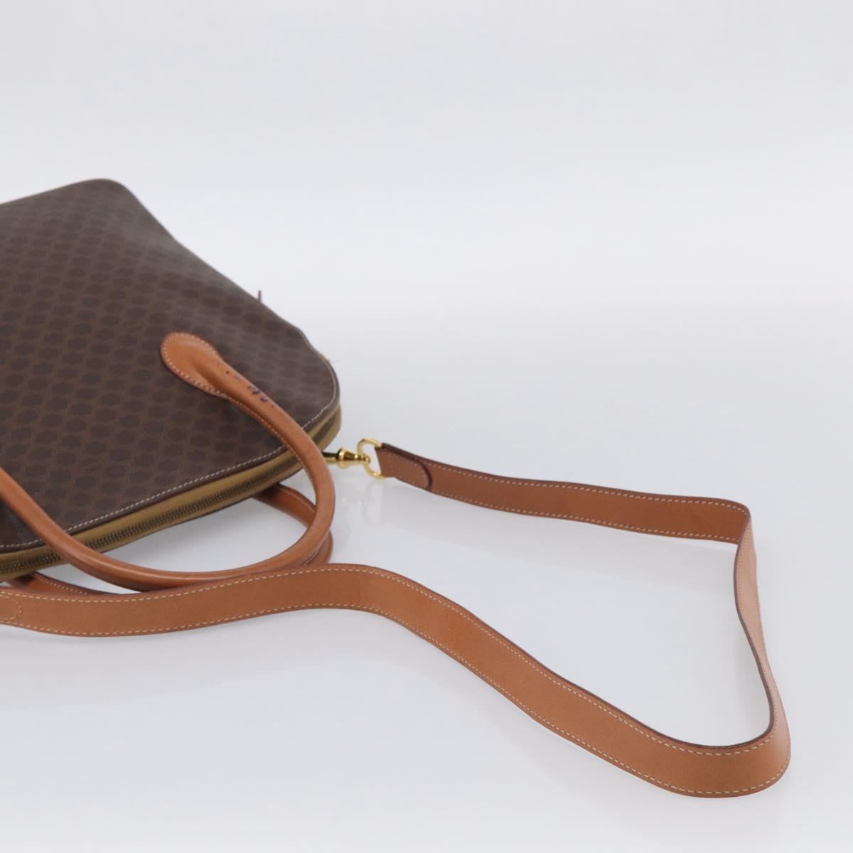 CELINE Macadam Canvas Hand Bag PVC Leather 2way Brown Gold Auth 208298