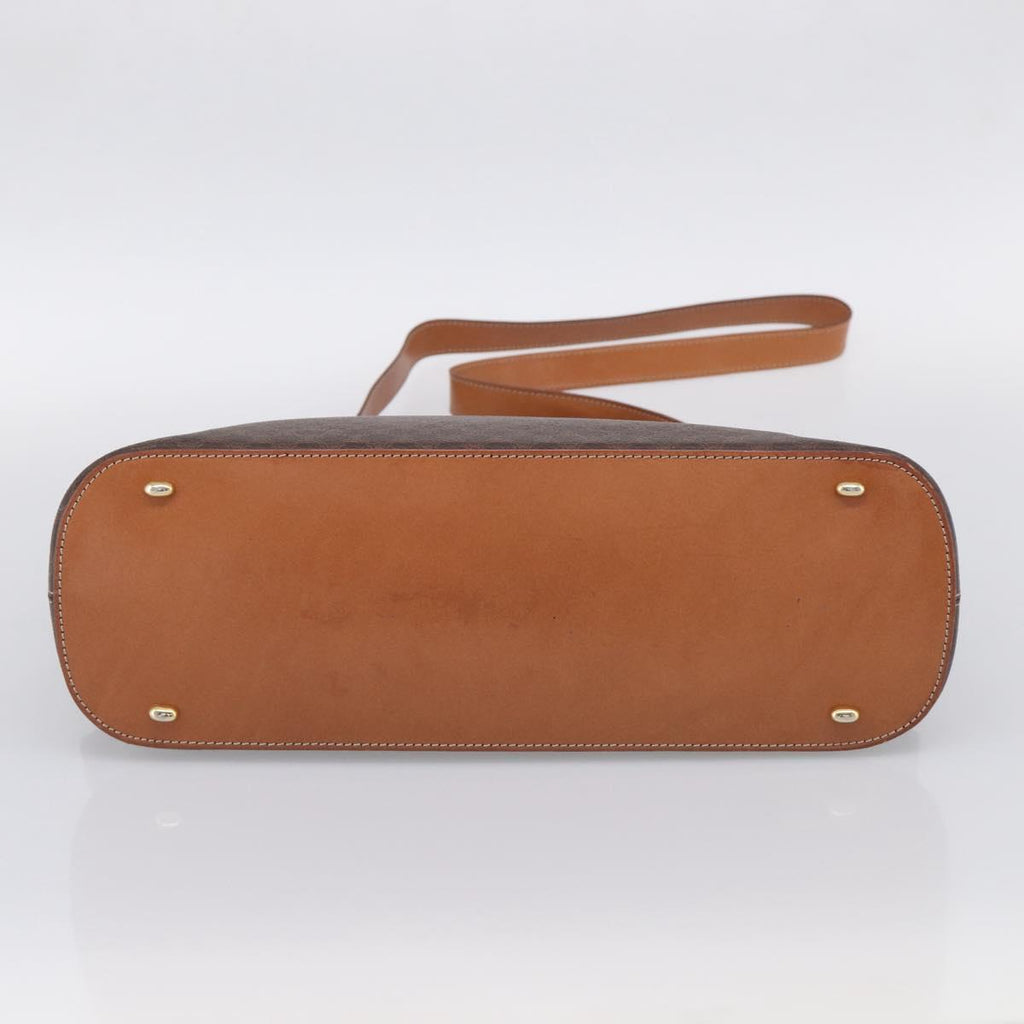 CELINE Macadam Canvas Hand Bag PVC Leather 2way Brown Gold Auth 208298