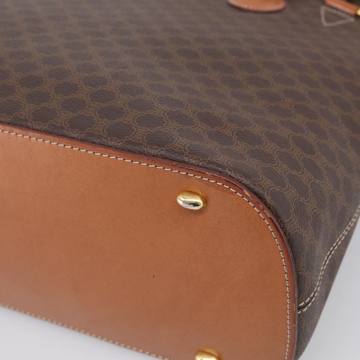 CELINE Macadam Canvas Hand Bag PVC Leather 2way Brown Gold Auth 208298