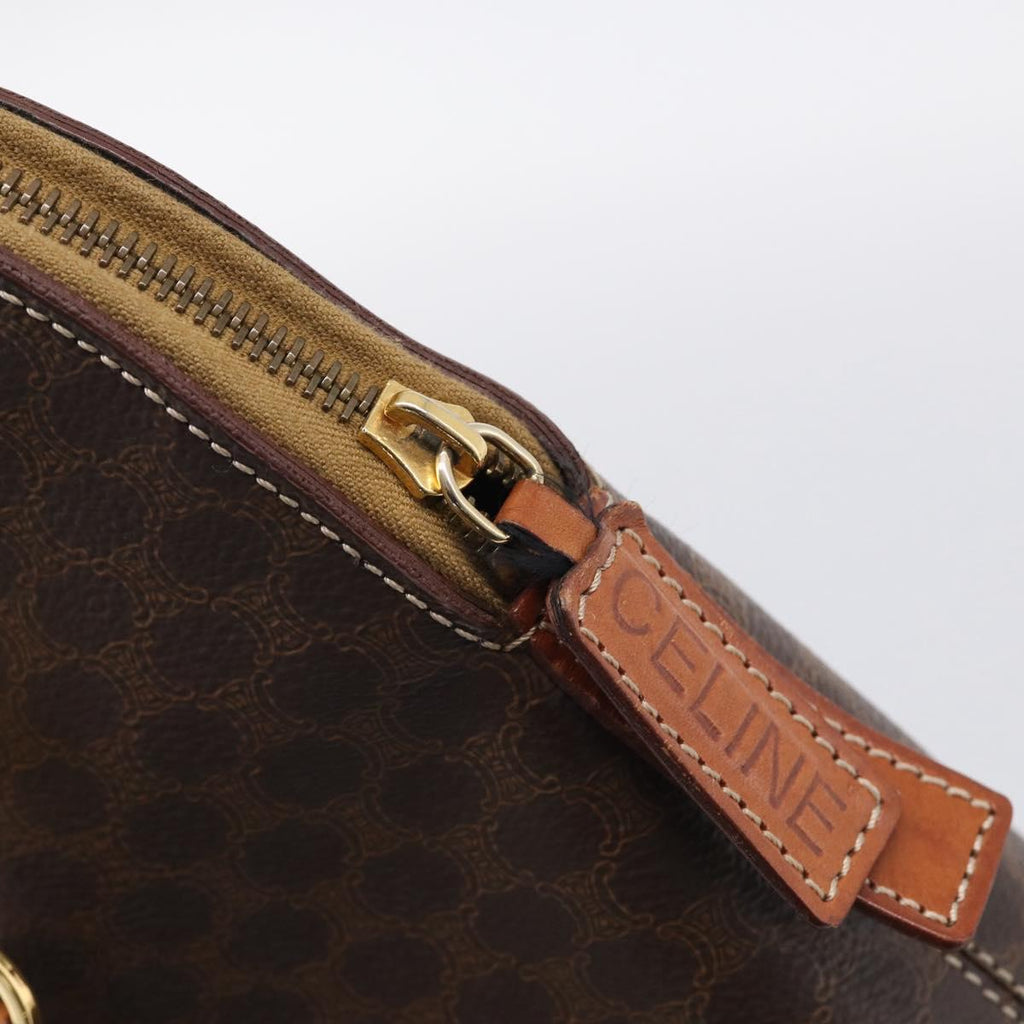 CELINE Macadam Canvas Hand Bag PVC Leather 2way Brown Gold Auth 208298