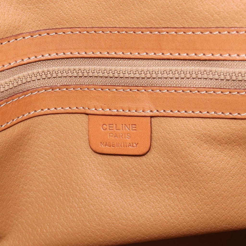 CELINE Macadam Canvas Hand Bag PVC Leather 2way Brown Gold Auth 208298