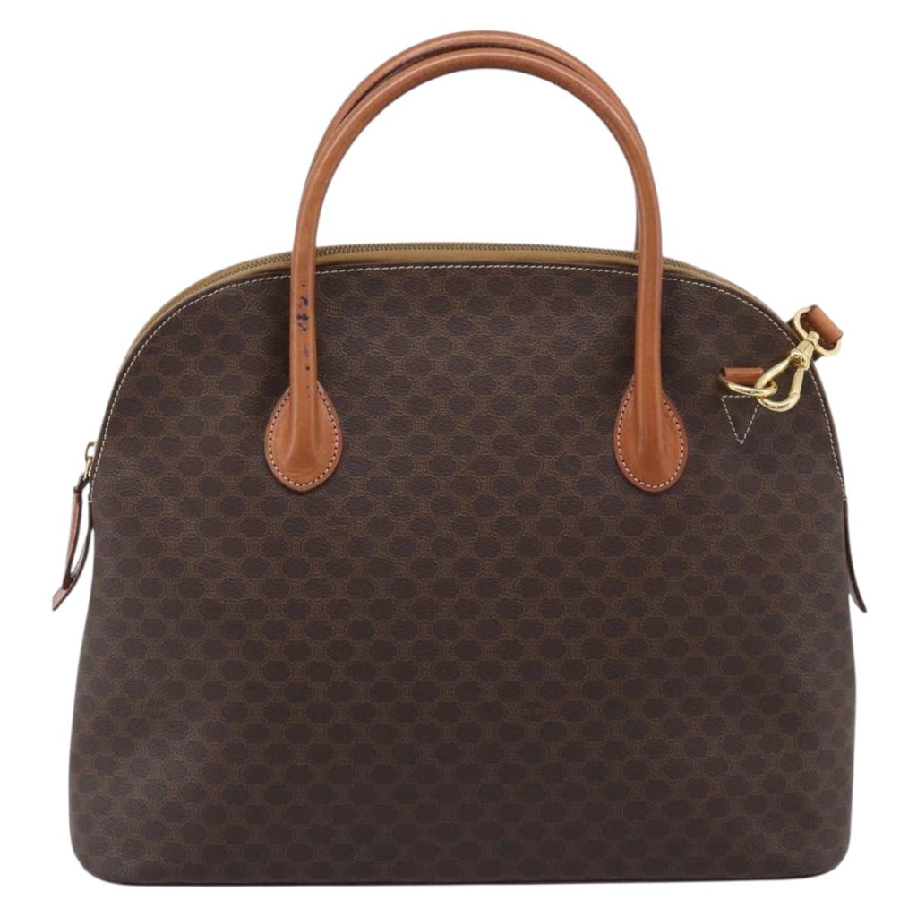 CELINE Macadam Canvas Hand Bag PVC Leather 2way Brown Gold Auth 208298