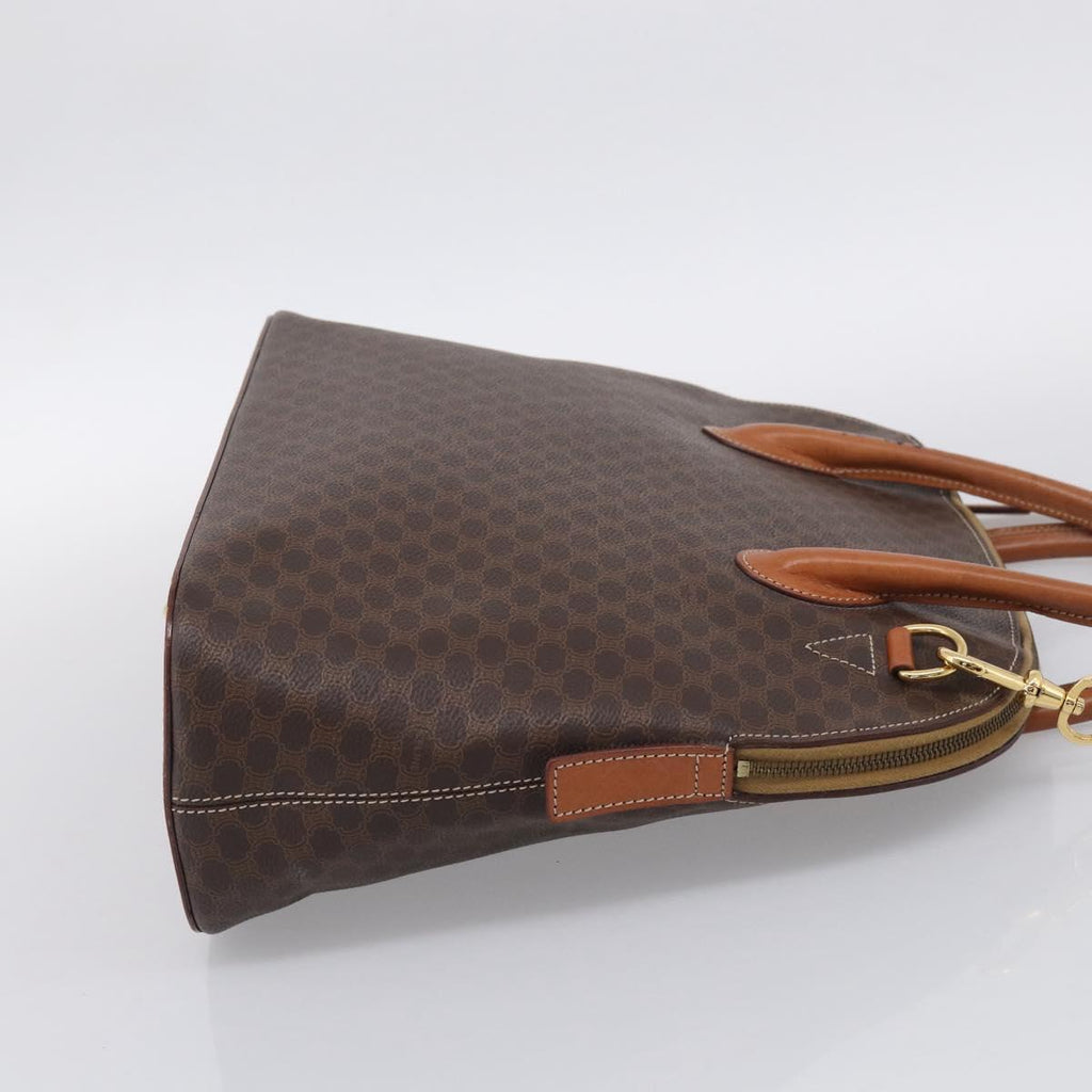 CELINE Macadam Canvas Hand Bag PVC Leather 2way Brown Gold Auth 208298