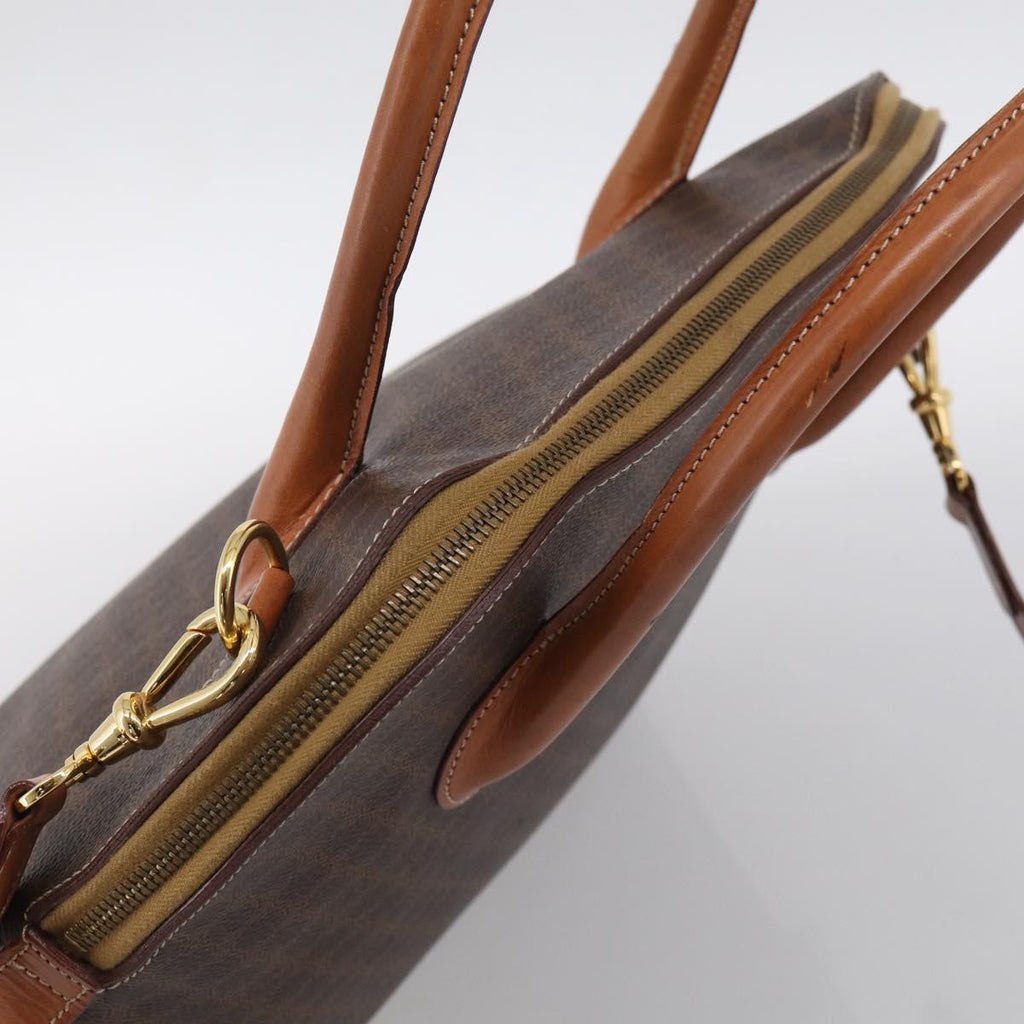 CELINE Macadam Canvas Hand Bag PVC Leather 2way Brown Gold Auth 208298