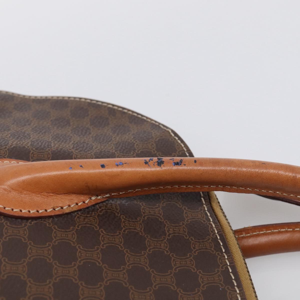 CELINE Macadam Canvas Hand Bag PVC Leather 2way Brown Gold Auth 208298