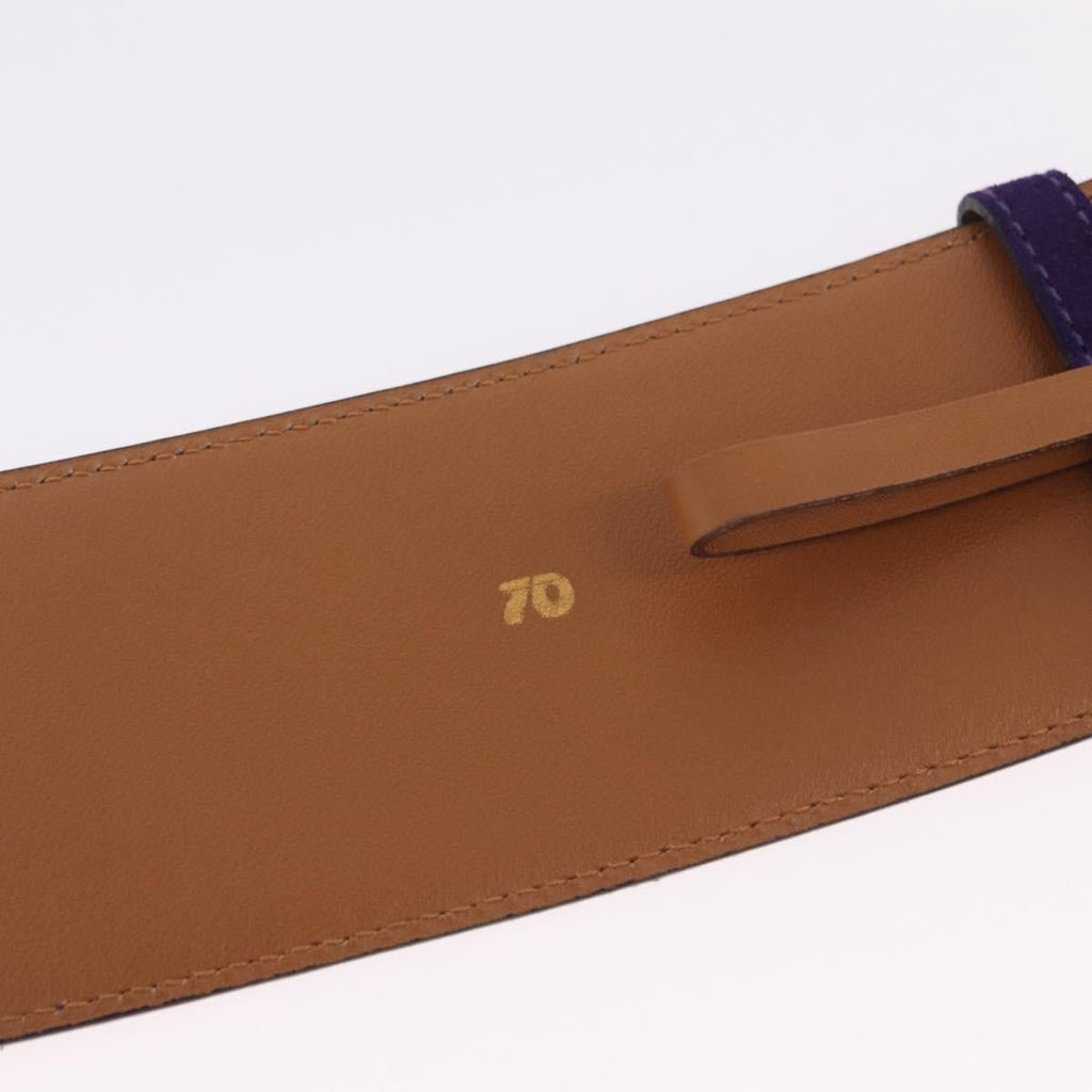 CELINE Belt Leather Purple Gold Auth 208323V