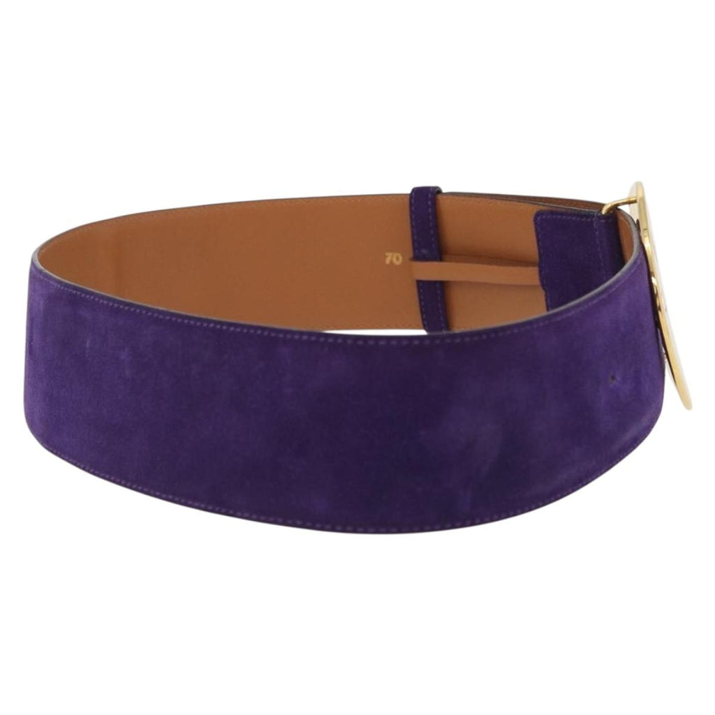 CELINE Belt Leather Purple Gold Auth 208323V