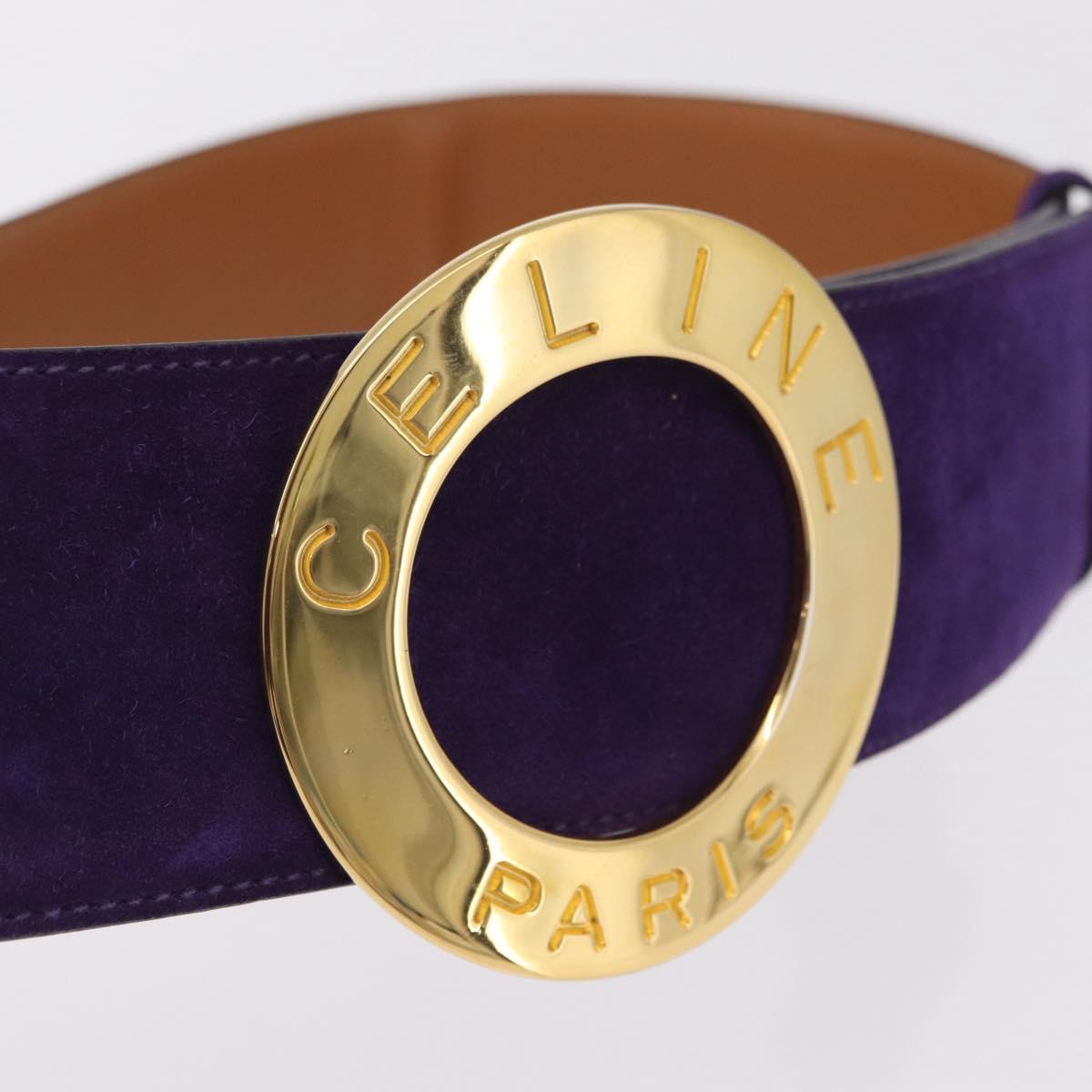 CELINE Belt Leather Purple Gold Auth 208323V