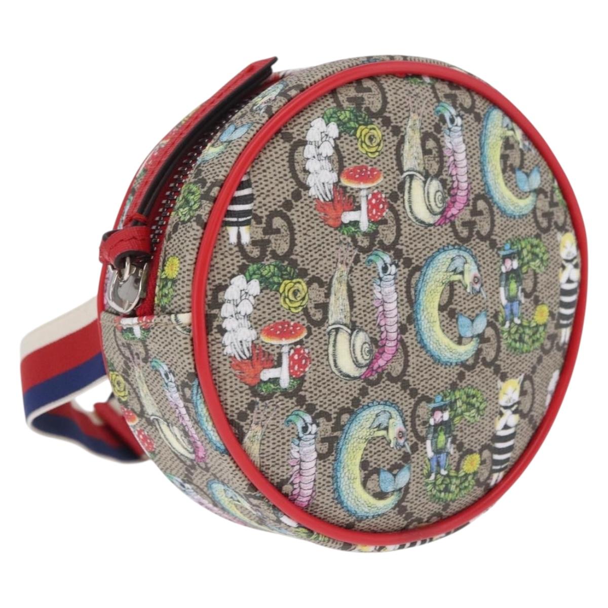 GUCCI GG Supreme Sherry Line Pouch PVC Yuko Higuchi Beige 502330 Auth 208354M