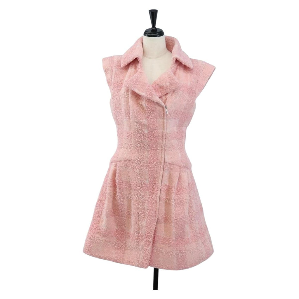 CHANEL One Piece Dress Tweed 36 Pink CC Auth 208357M